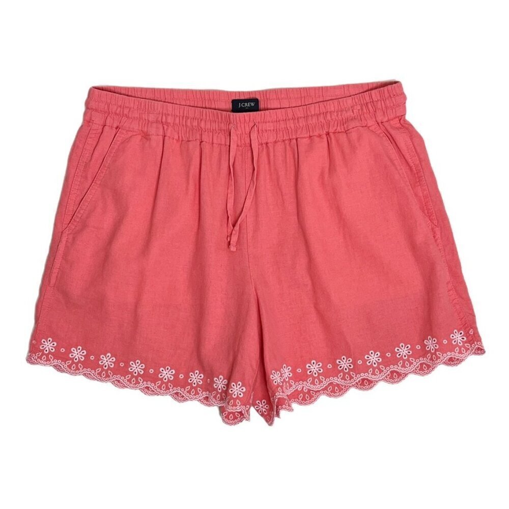J. Crew Coral Scalloped-Hem High Waist Shorts